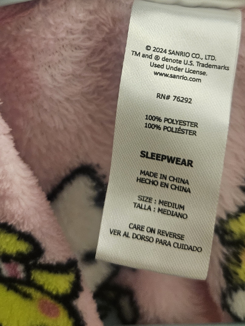 Hello Kitty Pink Fleece Robe with Character Print - Picture 4 of 5